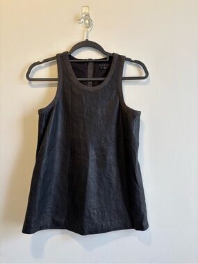 Theory Black Faux-Leather Tank Top